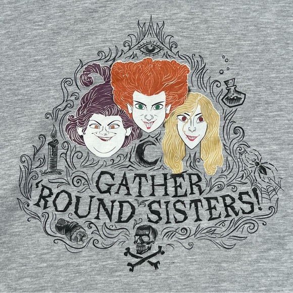 Disney Hocus Pocus Halloween Sweatshirt Gather Round Sisters Gray Juniors XS 1 - Picture 4 of 12